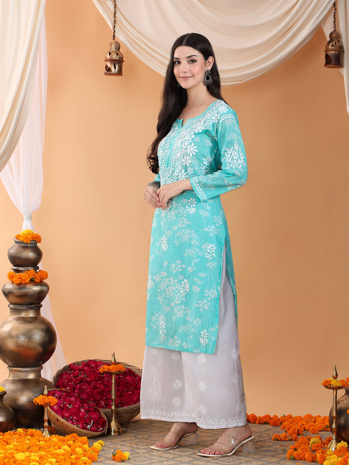 Zainab Chikankari Mulmul Straight Kurta