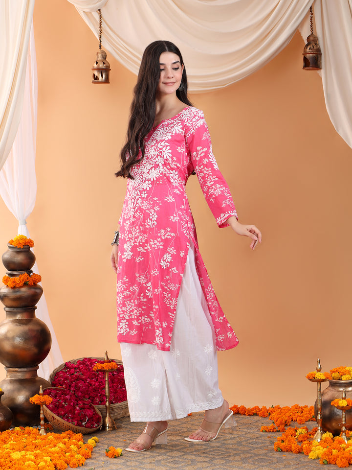 Zainab Chikankari Mulmul Straight Kurta