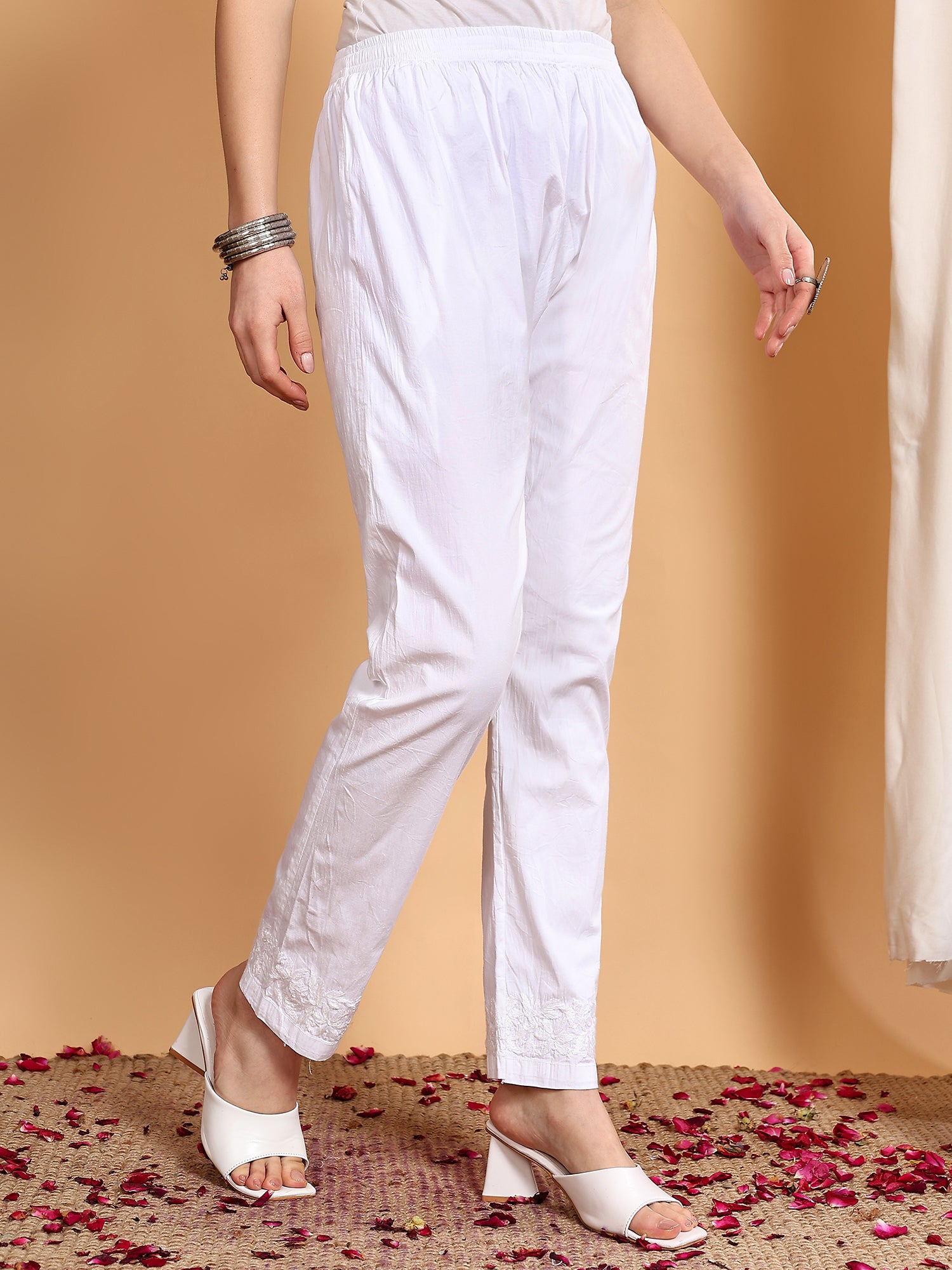 Zara Chikankari Lycra Stretchable Pant | Poshak Chikan Studio